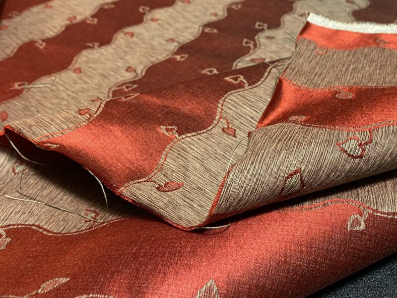 img_7572 Old World Weavers Silk Leaves Stripe Russet Red Foliage Lampas MSRP USD216/y