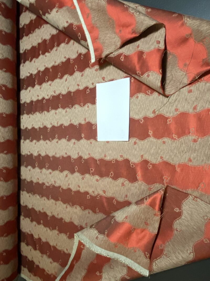 img_7573 Old World Weavers Silk Leaves Stripe Russet Red Foliage Lampas MSRP USD216/y