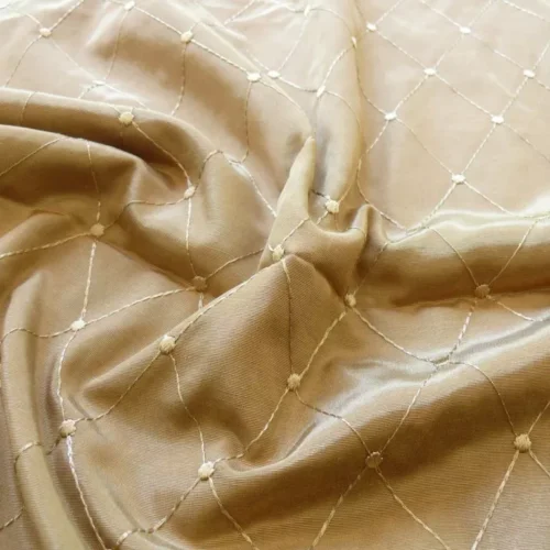 4.325Y Stroheim & Romann Faux Silk Bolt End Iridescent Beige Embroidered Diamond