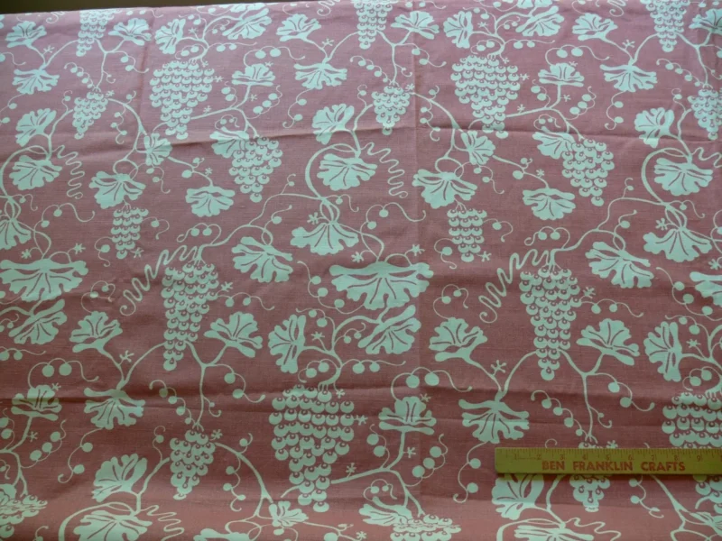 s-l1600 (17) 3.375Y Brunschiwig  & Fils Dionysos Leaf Grapevine Linen Coral Pink and Cream Viticulture
