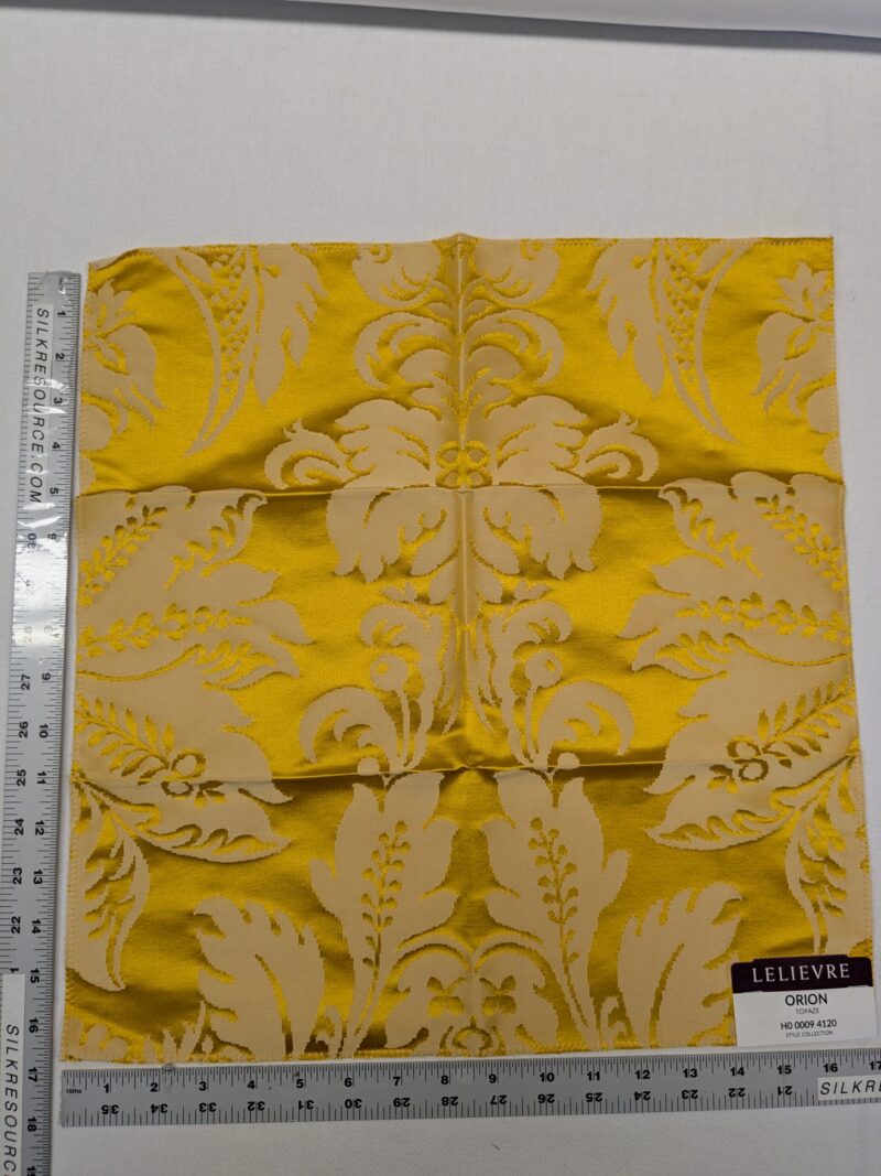 PXL_20241120_201038802 Special Order Scalamandre Lelievre Paris Orion Topaze Yellow Damask Historic Cotton Silk MSRP USD 1090/y