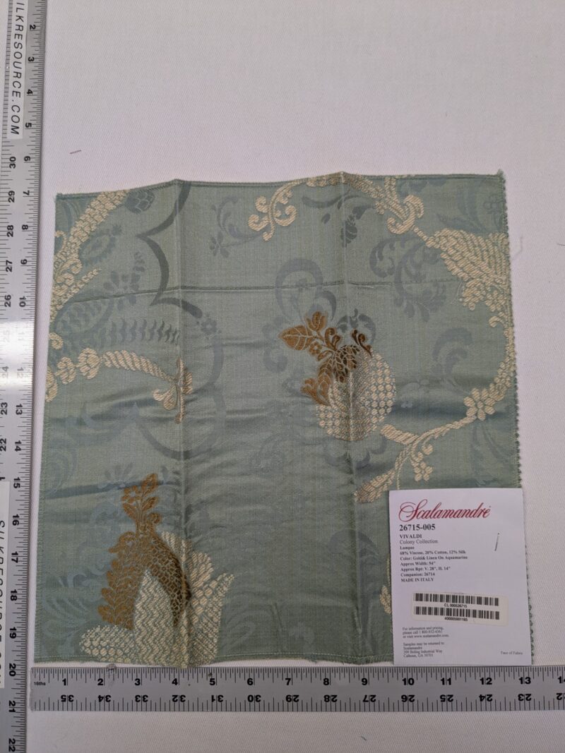 PXL_20241120_201911923 Special Order Scalamandre Colony Fabric Vivaldi Navy & Linen on Blue Botanical Foliage MSRP USD640/y