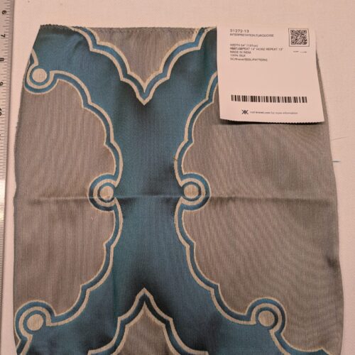 Special Order Kravet Couture Interpretation - Turquoise Blue Silk Jacquard Medallion MSRP USD 348/y