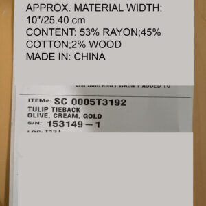 PXL_20241204_211834918 Scalamandre Tulip Tieback Olive Cream Gold Tassel Rayon Cotton Wood MSRP USD 1,996
