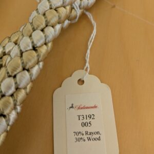 PXL_20241204_211842593 Scalamandre Tulip Tieback Olive Cream Gold Tassel Rayon Cotton Wood MSRP USD 1,996