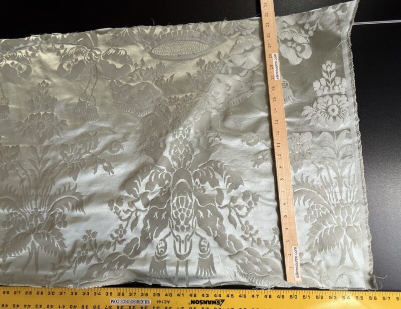 IMG_8153 0.6Y Scalamandre Gabriel Winter Mint Green Silk Damask Flower Basket MSRP USD 430/Y