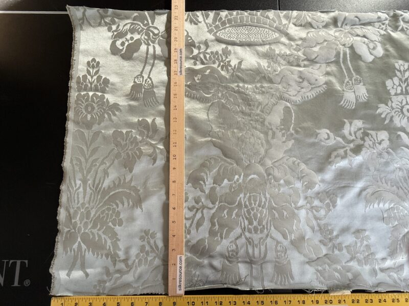 IMG_8154 0.6Y Scalamandre Gabriel Winter Mint Green Silk Damask Flower Basket MSRP USD 430/Y