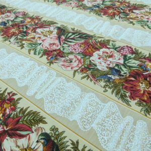 P1140057 100%silk Lampas Garden Trail French Lace Creamy Gold MSRP USD 300+