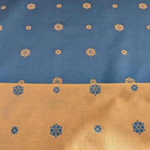PXL_20250108_200817344 Chinoisery Flower in Vase Bronze Age 100% Silk Damask Blue Gold Radiance! Highest Quality MSRP USD 400+/Yard