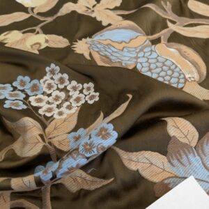 PXL_20250109_211915199 by yard Scalamandre Old World Weavers Frida Brown Vibrant Mexican Floral & Fruits  Flower Lampas MSRP USD 546/y