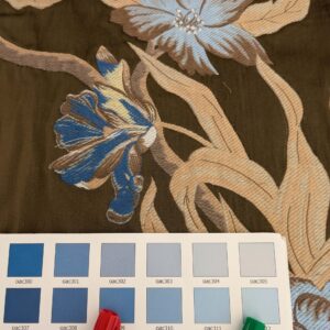 PXL_20250109_212027972 by yard Scalamandre Old World Weavers Frida Brown Vibrant Mexican Floral & Fruits  Flower Lampas MSRP USD 546/y