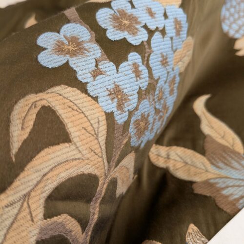 PXL_20250109_212214375 by yard Scalamandre Old World Weavers Frida Brown Vibrant Mexican Floral & Fruits  Flower Lampas MSRP USD 546/y