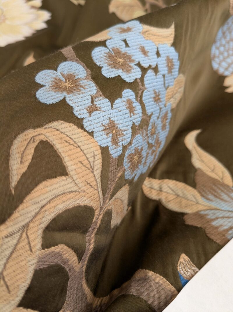 PXL_20250109_212214375 by yard Scalamandre Old World Weavers Frida Brown Vibrant Mexican Floral & Fruits  Flower Lampas MSRP USD 546/y