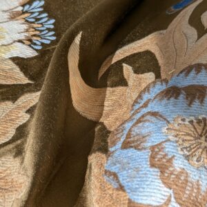 PXL_20250109_212258373 by yard Scalamandre Old World Weavers Frida Brown Vibrant Mexican Floral & Fruits  Flower Lampas MSRP USD 546/y