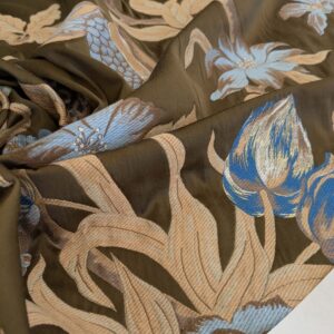 PXL_20250109_212341719 by yard Scalamandre Old World Weavers Frida Brown Vibrant Mexican Floral & Fruits  Flower Lampas MSRP USD 546/y