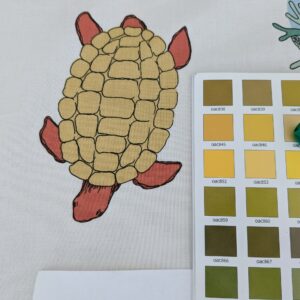 PXL_20250114_222035804 3.25yards Scalamandre Old World Weavers Teodor Sandberge Printed Fabric Turtle Stripe Blue White