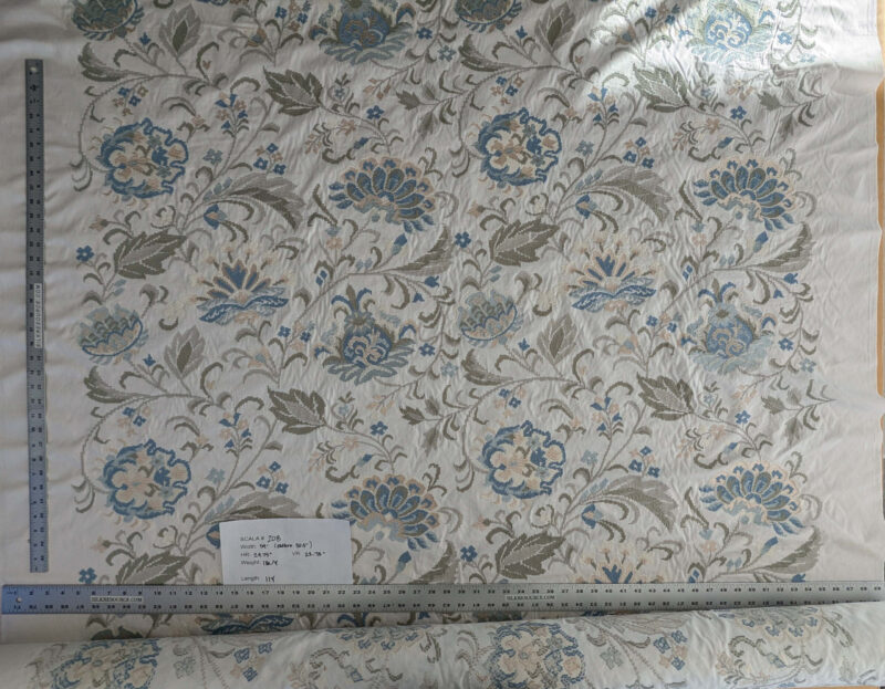 PXL_20250115_191355972 By yard Scalamandre Cream Blue Garden Harmony Embroidered Floral Peony Heavy MSRP USD 300+/Y