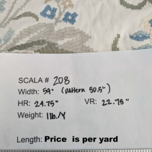 PXL_20250115_191402665a By yard Scalamandre Cream Blue Garden Harmony Embroidered Floral Peony Heavy MSRP USD 300+/Y