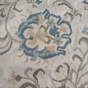 PXL_20250115_191433011 By yard Scalamandre Cream Blue Garden Harmony Embroidered Floral Peony Heavy MSRP USD 300+/Y
