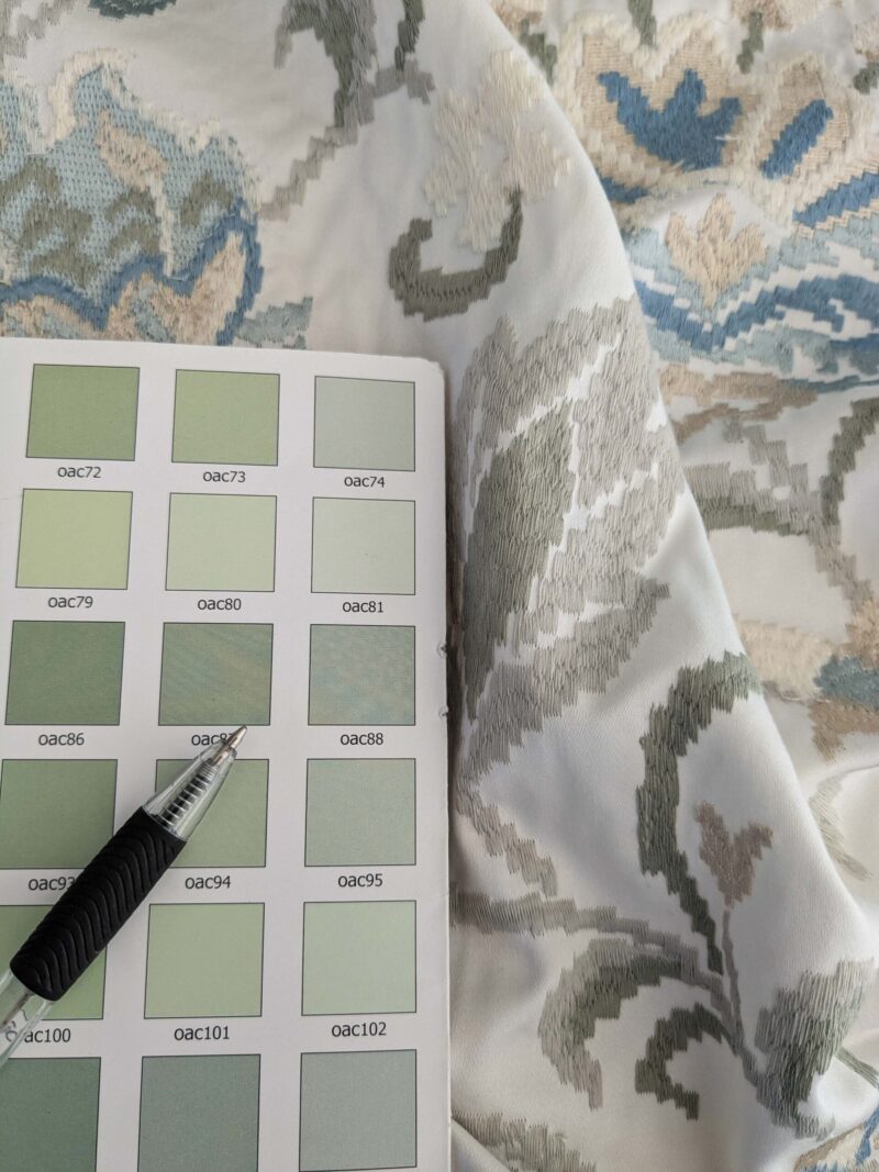 PXL_20250115_191749477 By yard Scalamandre Cream Blue Garden Harmony Embroidered Floral Peony Heavy MSRP USD 300+/Y