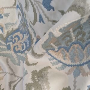 PXL_20250115_191901096 By yard Scalamandre Cream Blue Garden Harmony Embroidered Floral Peony Heavy MSRP USD 300+/Y