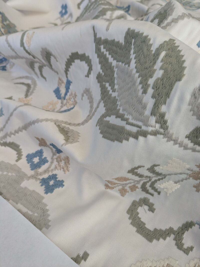 PXL_20250115_191930078 By yard Scalamandre Cream Blue Garden Harmony Embroidered Floral Peony Heavy MSRP USD 300+/Y