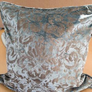 Scalamandre Palladio Velvet Damask Blue Gold Pillow Case Glittering MSRP9  3-Ev49