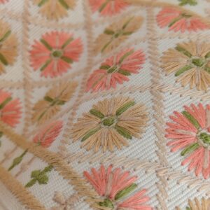 Scalamandre MET Pillow Case Square Elegant Floral Embroidery Cream White 15x22 inches 5-Ev49