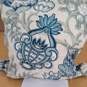 PXL_20250115_220042705 Scalamandre Pillow Case Square Canterbury Linen Print OYSTER & INDIGO Blue White Jacobean Tree of Life 22"x22" inches 7-Ev49