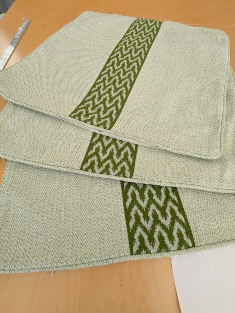 Scalamandre Pillow Case Square Seychellies Tape Palm Green Solid Ikat 23"x24" inches 12-Ev49