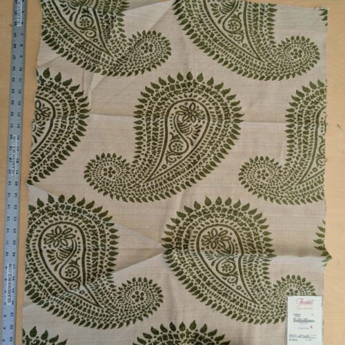 PXL_20250123_193711414 11 EV50 33" x 26" Scalamandre Square  Kashmir Green Paisley Woven Chenille Jacquard Cotton Viscose