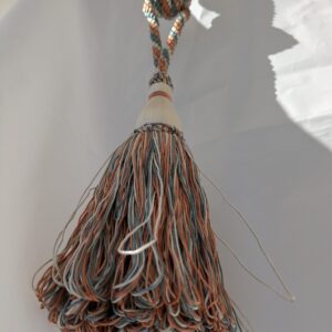 PXL_20250129_215344272 Scalamandre Tieback Handmade Single Tassel Blue White Copper MSRP USD200/each