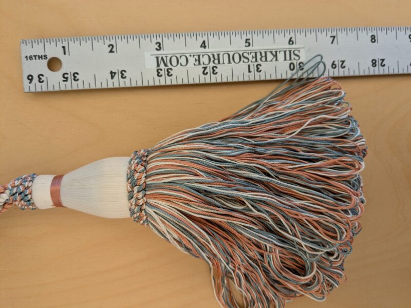 PXL_20250129_215533403 Scalamandre Tieback Handmade Single Tassel Blue White Copper MSRP USD200/each