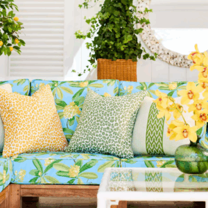 Scalamandre Pillow Case Square Seychellies Tape Palm Green Solid Ikat 23"x24" inches 12-Ev49