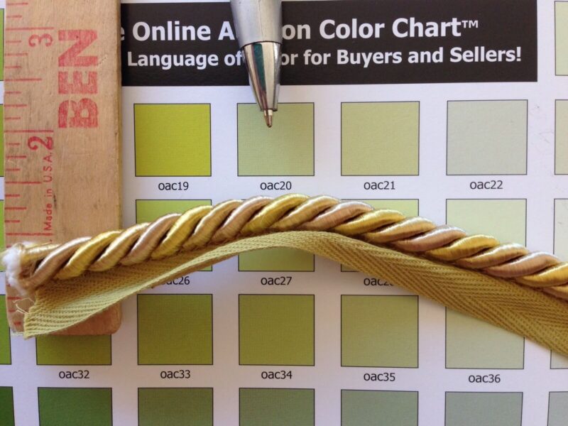 Lip Cord Chartreuse trim 2 High End ITALIAN LIP CORD TRIM LITE CHARTREUSE Gold Green BTY