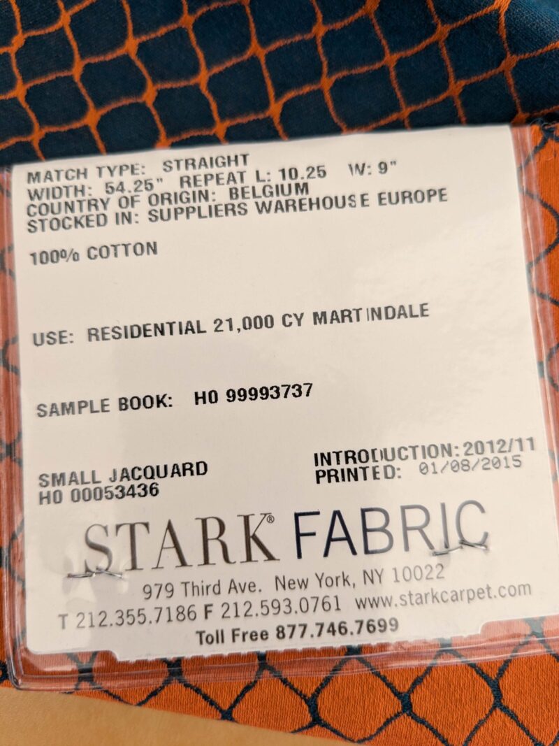 PXL_20250128_200309213 104 EV50 25" x 26" Square Jean Paul Gaultier Cabaret Piment Reversible Small Jacquard Diamond Orange Blue Cotton MSRP USD300+/y