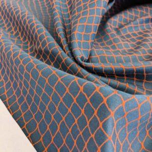 PXL_20250128_200339090 104 EV50 25" x 26" Square Jean Paul Gaultier Cabaret Piment Reversible Small Jacquard Diamond Orange Blue Cotton MSRP USD300+/y