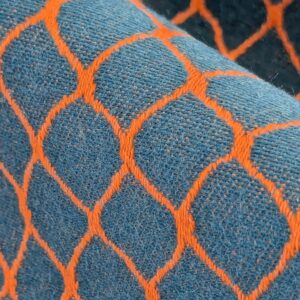 PXL_20250128_200341237 104 EV50 25" x 26" Square Jean Paul Gaultier Cabaret Piment Reversible Small Jacquard Diamond Orange Blue Cotton MSRP USD300+/y