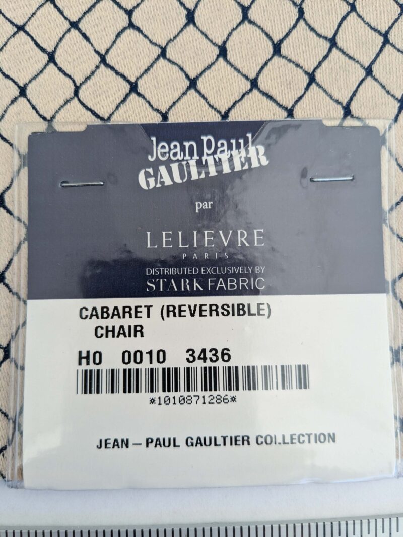 PXL_20250128_200737525 109 EV50 25" x 26" Square Jean Paul Gaultier Cabaret Chair Cream White Blue Reversible Small Jacquard Diamond Cotton MSRP USD300+/y