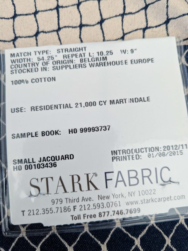 PXL_20250128_200740245 109 EV50 25" x 26" Square Jean Paul Gaultier Cabaret Chair Cream White Blue Reversible Small Jacquard Diamond Cotton MSRP USD300+/y
