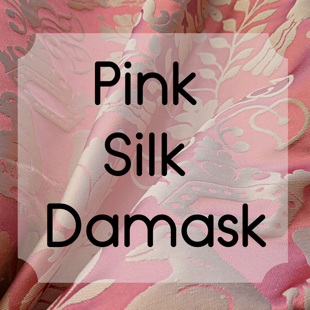 Pink Silk Damask 0.6y Scalamandre “NATCHEZ” Silk Lampas, Ripe Peach and Cream, Salmon Pink & Off White Silver White 18th C MSRP00+/Y