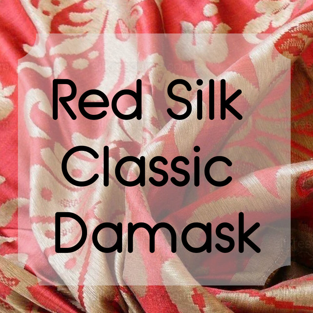 Red Silk Classic Damask 1.2y Scalamandre Medallion Red Gold Damask Floral Botanical Renaissance