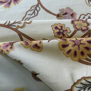 img_8624-1 1.7yards Oscar de la Renta Ankasa Crewel Flower Cotton Print Natural Beige Terracotta Floral