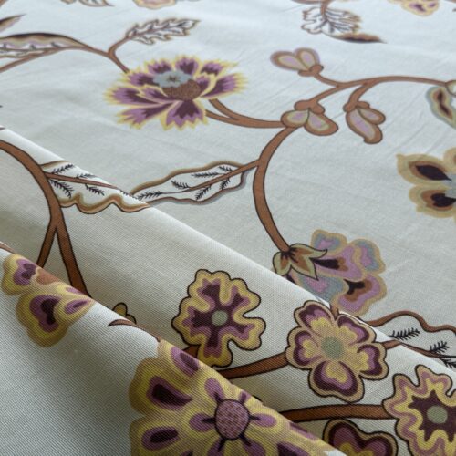 img_8625-1 1.7yards Oscar de la Renta Ankasa Crewel Flower Cotton Print Natural Beige Terracotta Floral