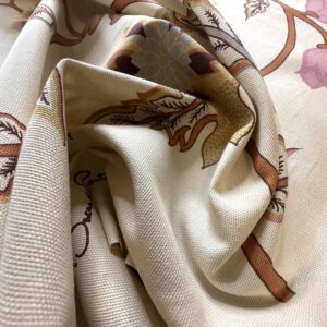 img_8633-1 1.7yards Oscar de la Renta Ankasa Crewel Flower Cotton Print Natural Beige Terracotta Floral
