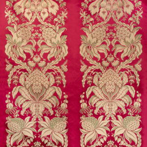 H0_00021508 2.6Y Scalamandre 100% silk Shirred Stripe Persimmon Red Bronze Luxurious Timeless MSRP USD 363/Y minor defects