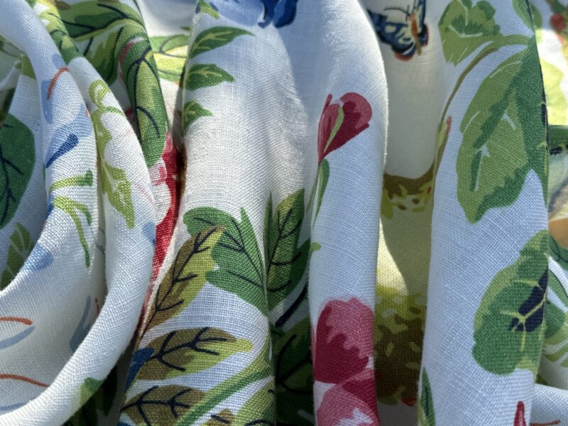 IMG_7472 Scalamandre Shantung Garden in Bloom Print Chinoiserie Flower Fruit Basket Floral Botanical Historical MSRP USD378/y