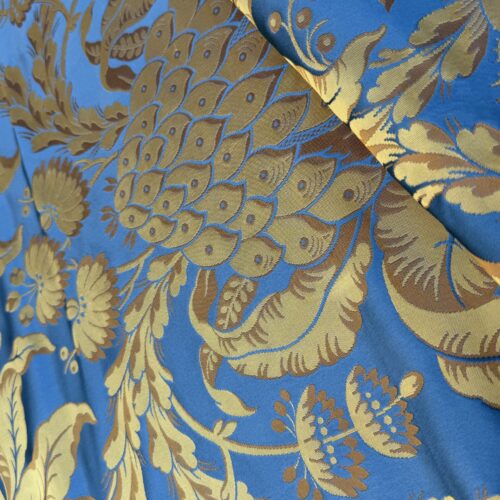 IMG_8988 Special Order Scalamandre Tassinari & Chatel Les Ananas 51" in Bleu Historical Silk Lampas Pineapple Neoclassical MSRP USD5616/repeat
