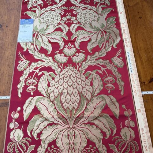 3 Berkbox106 58" x 21.5" Scalamandre Tassinari & Chatel Les Ananas in Cramoisi Red Historical Silk Lampas Pineapple Neoclassical