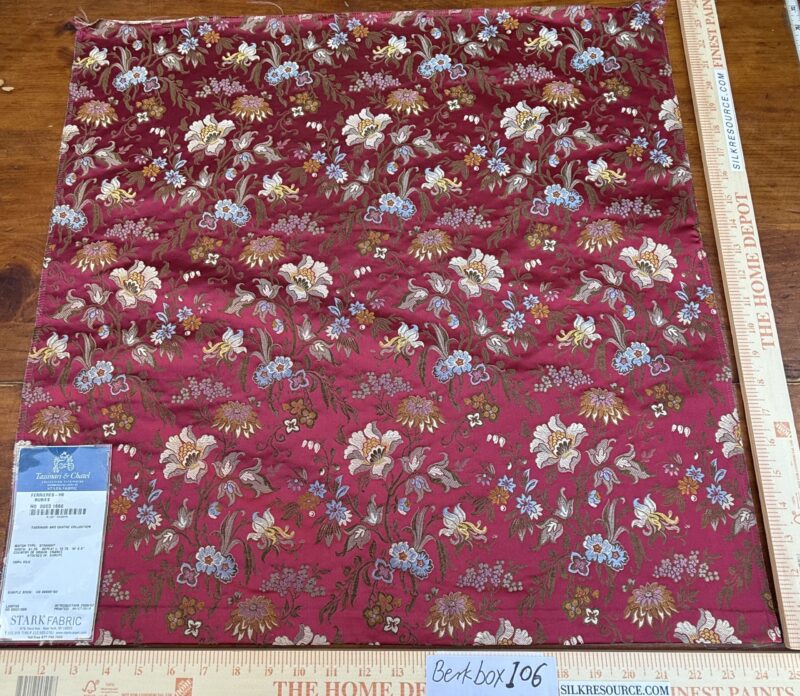 IMG_9021 6 Berkbox106 24" x 24" Square Scalamandre Tassinari & Chatel Ferrieres Ho Rubies Silk Red Floral Historic MSRP USD2158/y